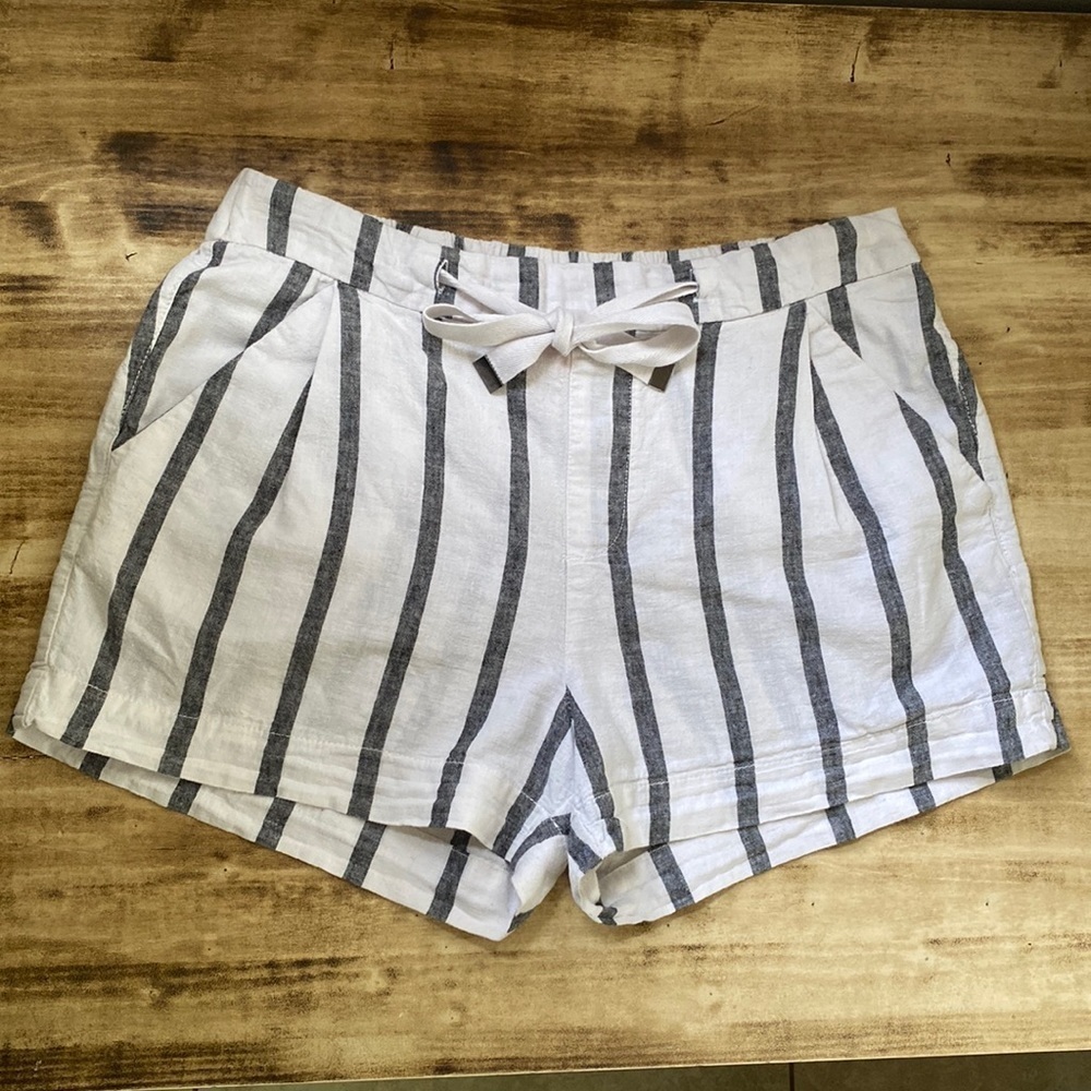 JOE Fresh Striped Cotton Linen Blend Shorts
